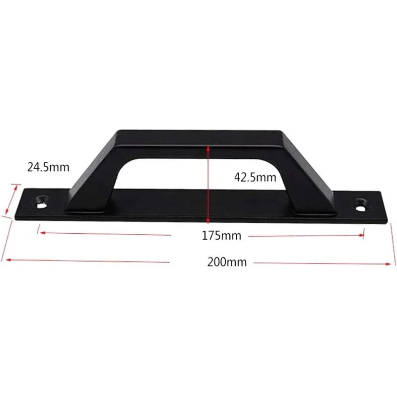 19.6Cm Wooden Handle Barn Door Pull Sliding Door Handle Carbon Steel (D Black)