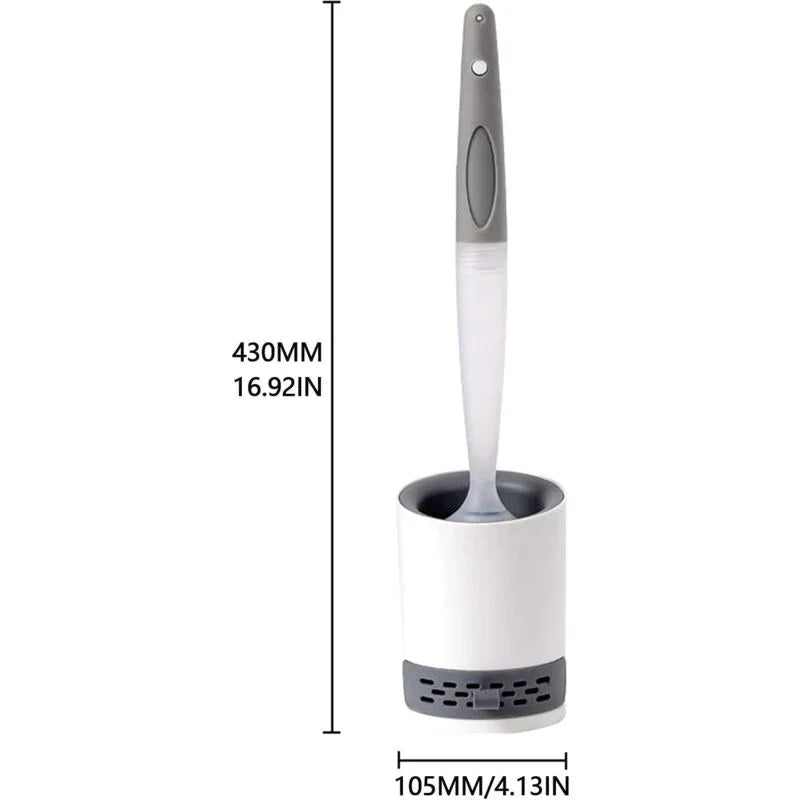 Silicone Toilet Brush With Soap Dispenser, Wall Mounted/Standing No Drilling Cleaning Brush With Holder For Bathroom