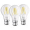 Pack Of 3 Standard LED Filament Bulbs - B22 Base - 6W Equivalent To 60W - Warm White 2700K [Energy Class E]