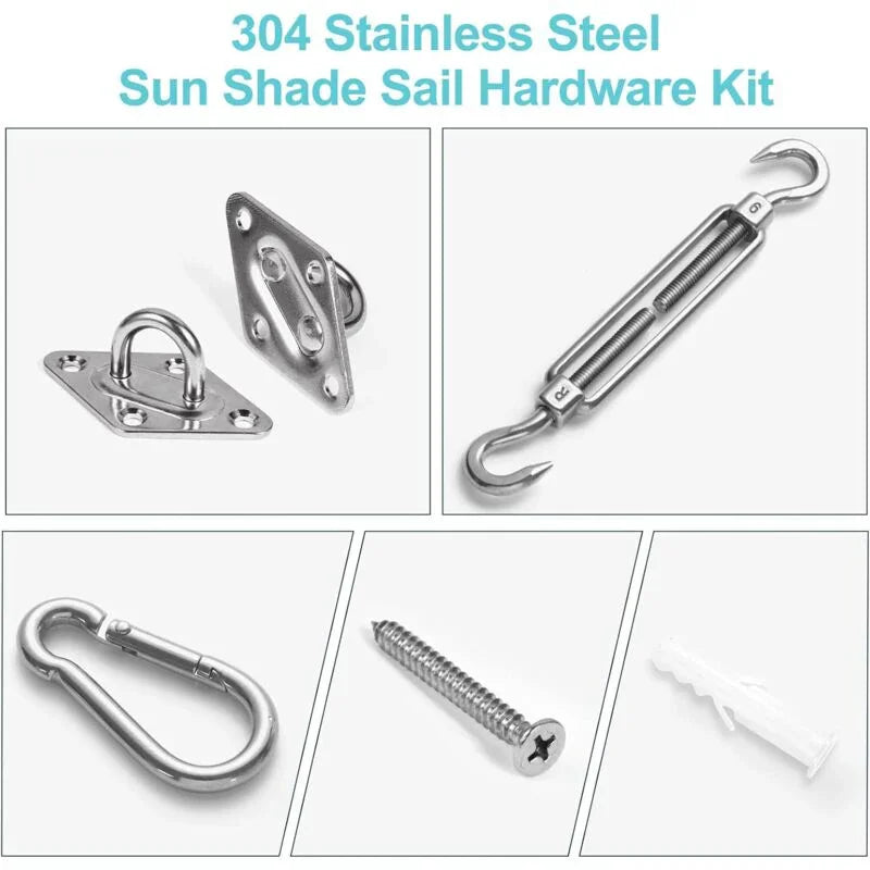 M6 Shade Sail Fixing Kit, Stainless Steel Sun Shade Sail Fixing Kit For Triangle And Square, Rectangle, Sun Shade Sail