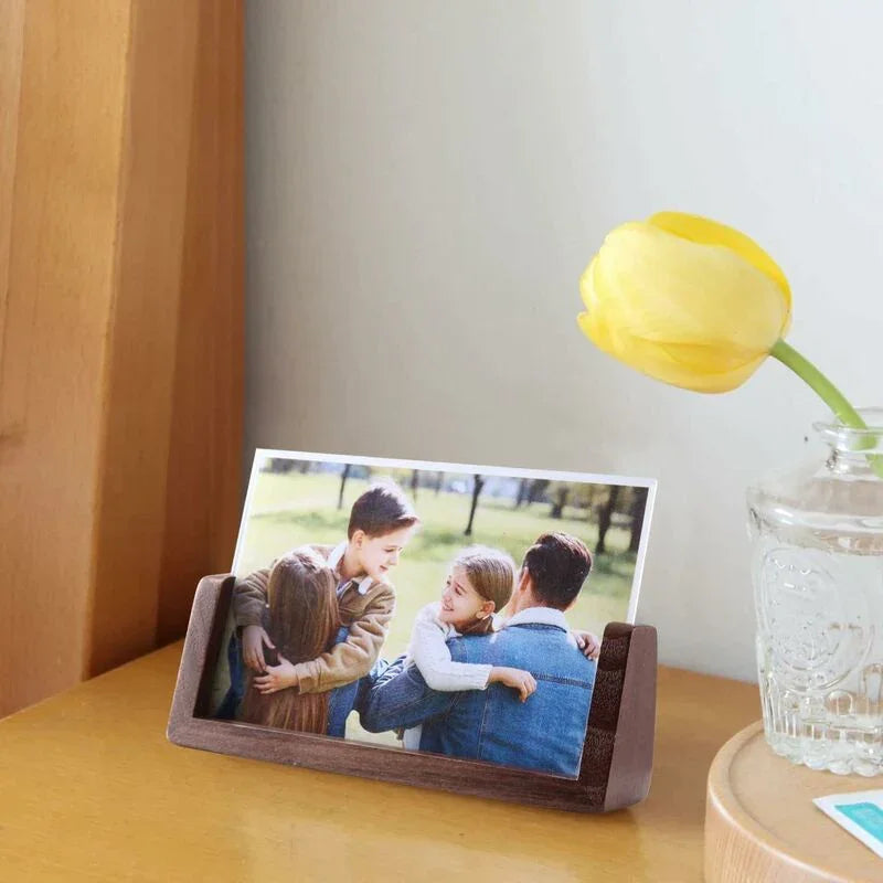 6 Inch Photo Frames 2 pcs Set, Wooden And Acrylic Glass Picture Frame For Tabletop Home Decor