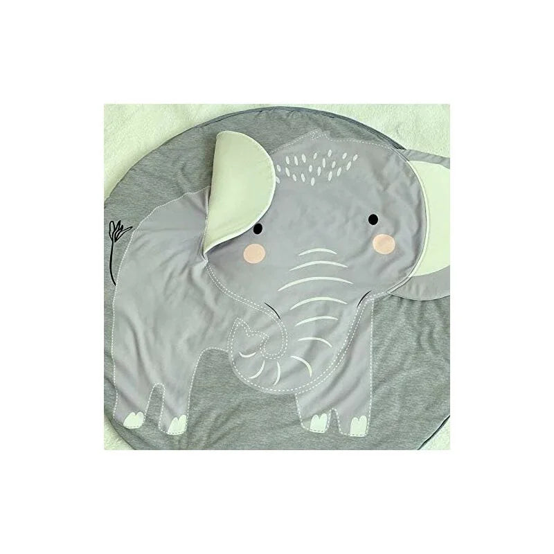 Baby Crawling Mat Play Mat Kids Crawling Mat ROund Animals Carpet Children Rug For Girls Boys 90X90Cm (Elephant)