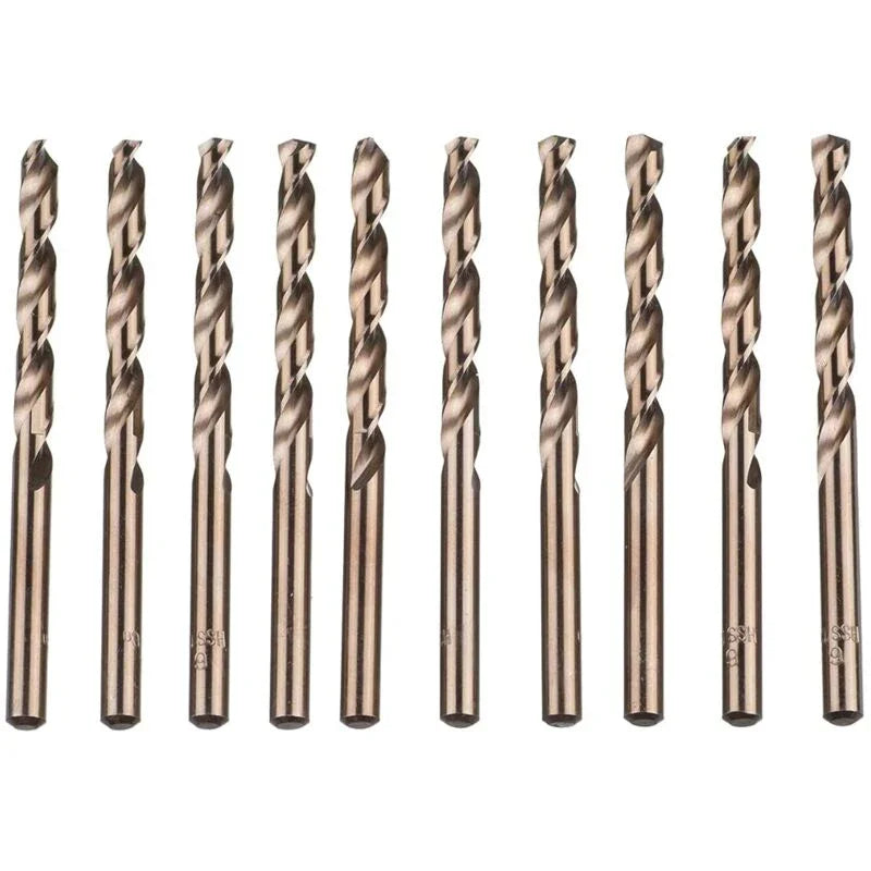 10 pcs M35 Hss Cobalt Gold Twist Drill Bits Metric High Speed Steel 6Mm X 93Mm For Drilling Stainless Steel And Metal