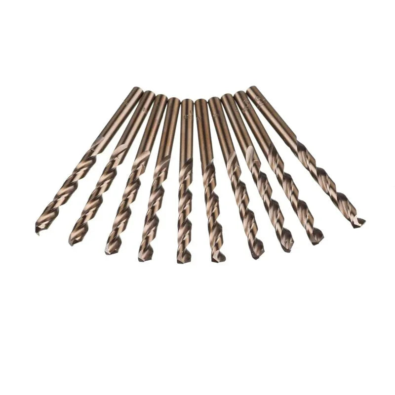 10 pcs M35 Hss Cobalt Gold Twist Drill Bits Metric High Speed Steel 6Mm X 93Mm For Drilling Stainless Steel And Metal