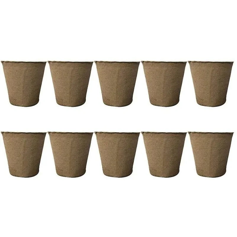 50 Pack ROund Fiber Pot 6X6Cm Seedling Pot Starter Pots Kits Gardening Pot For Seeds Plants