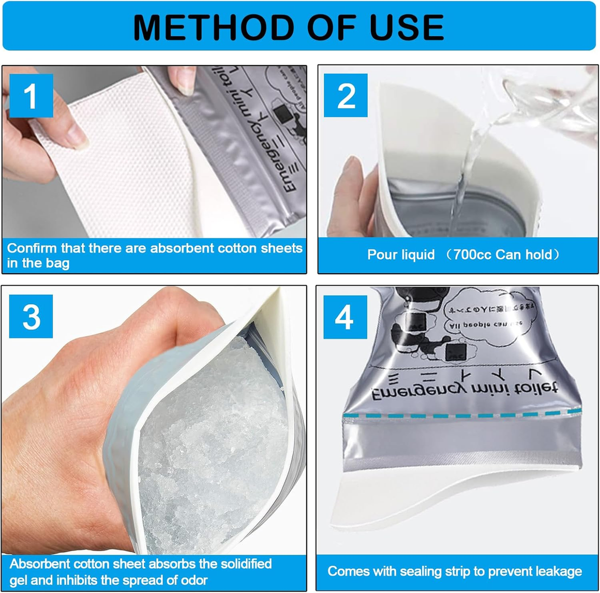 Disposable Emergency Urinal Bag, 8 Pack Portable Camping Pee Bags, Travel Pee Bags, Traffic Jam Emergency Portable Urine Bag, Vomit Bags, for Men Women Kids Children Patient