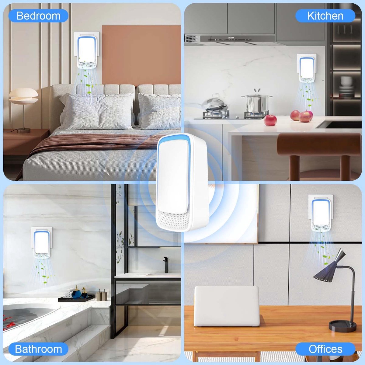 Air Purifier - Pack of 4 Plug-in Negative Ion Air Purifiers - Negative Ion Air Purifier - Home Air Purifier - Negative Ion Air Purifier - Deodorizer - Ionizer - Wit