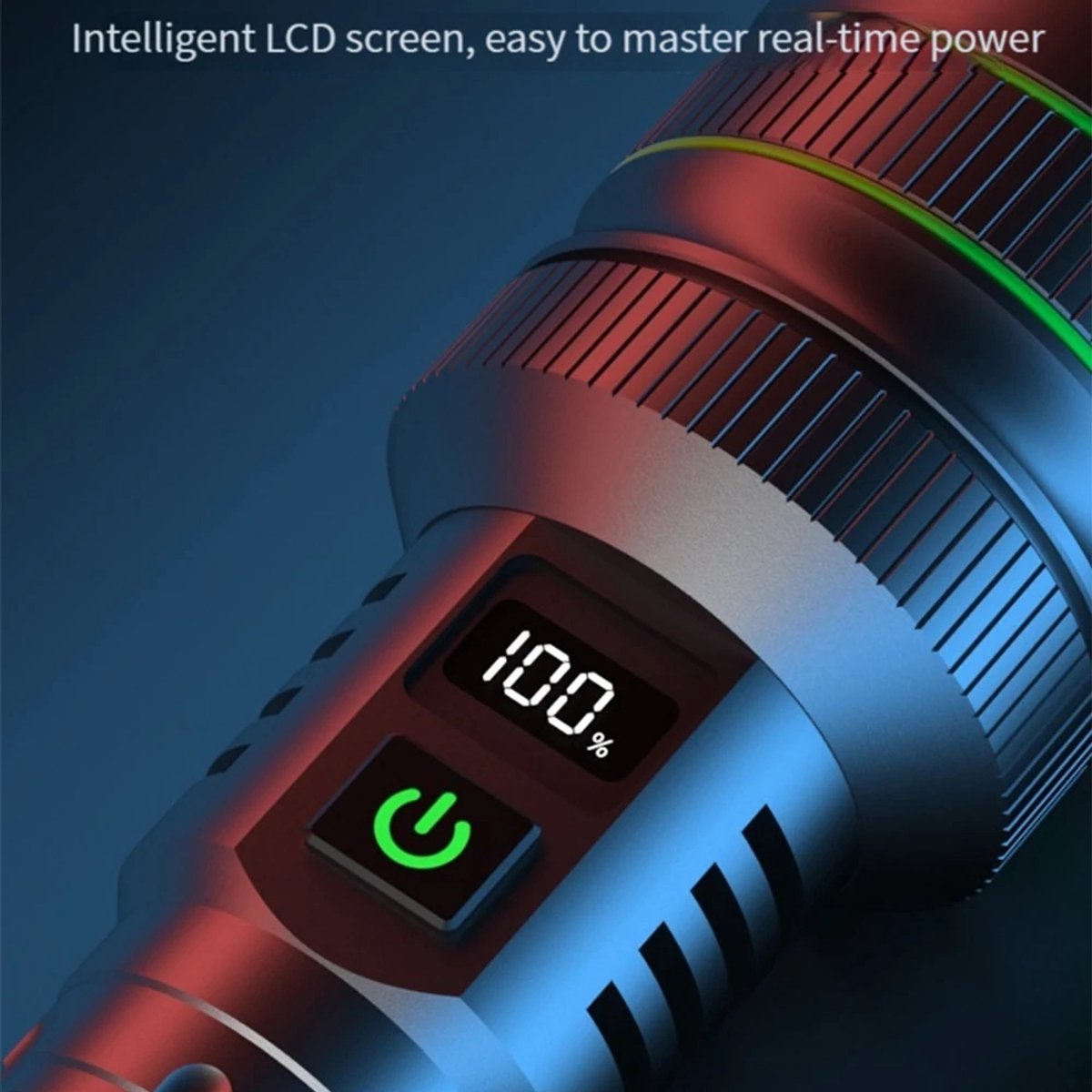 Rechargeable LED Flashlight - Military Flashlight - 5000 lumens - 26650 rechargeable battery - 6 modes - Power bank function - IP67 waterproof - Battery-powered flashlight