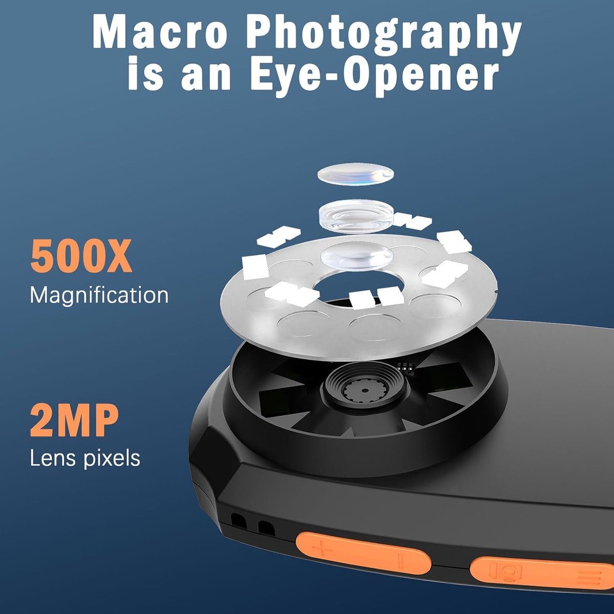 Microscope - Children's Microscope - Portable Digital Microscope for Children and Adults - 5.1 cm Color Screen - 500x Magnification - 8 Built-in LED Lights