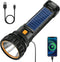 Solar Flashlight - Solar LED Flashlight - USB Rechargeable Solar Flashlight - Emergency Flashlight - 1200 mAh LED Flashlight with 3 Modes - Waterproof LED Flashlight Ideal for Outdoor Fishing Emergencies