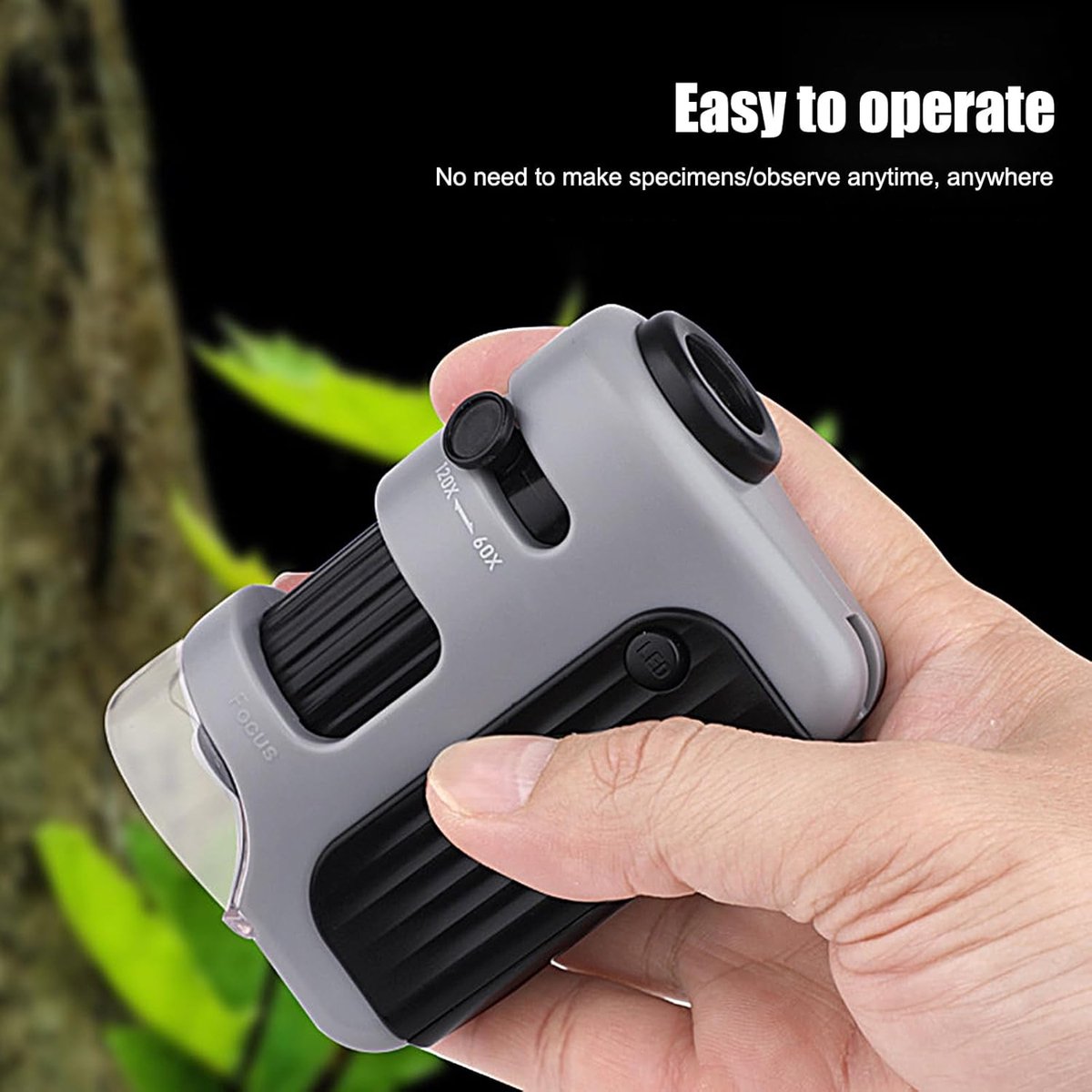 Children's Microscope - Pocket-Sized 60X-120X Microscope for Science Learning - ABS LED Optical Microscope with Glass Stage - For students to explore, discover, and observe