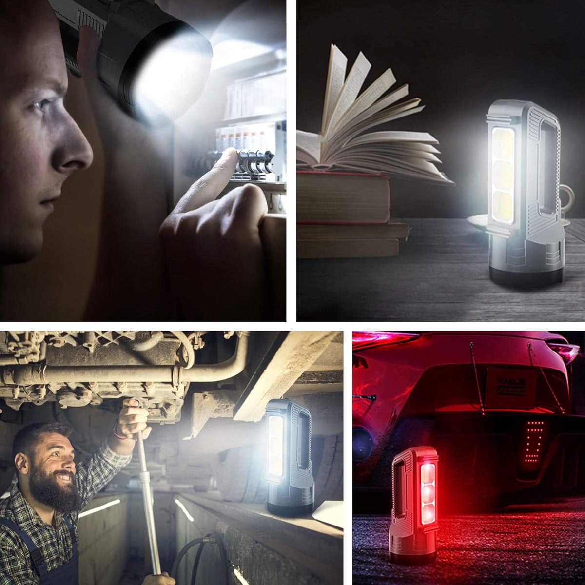 Rechargeable LED flashlight, powerful 6000 lumen outdoor emergency flashlight with 6 modes, USB data cable, IPX4 waterproof flashlight, suitable for camping/home/emergency use.