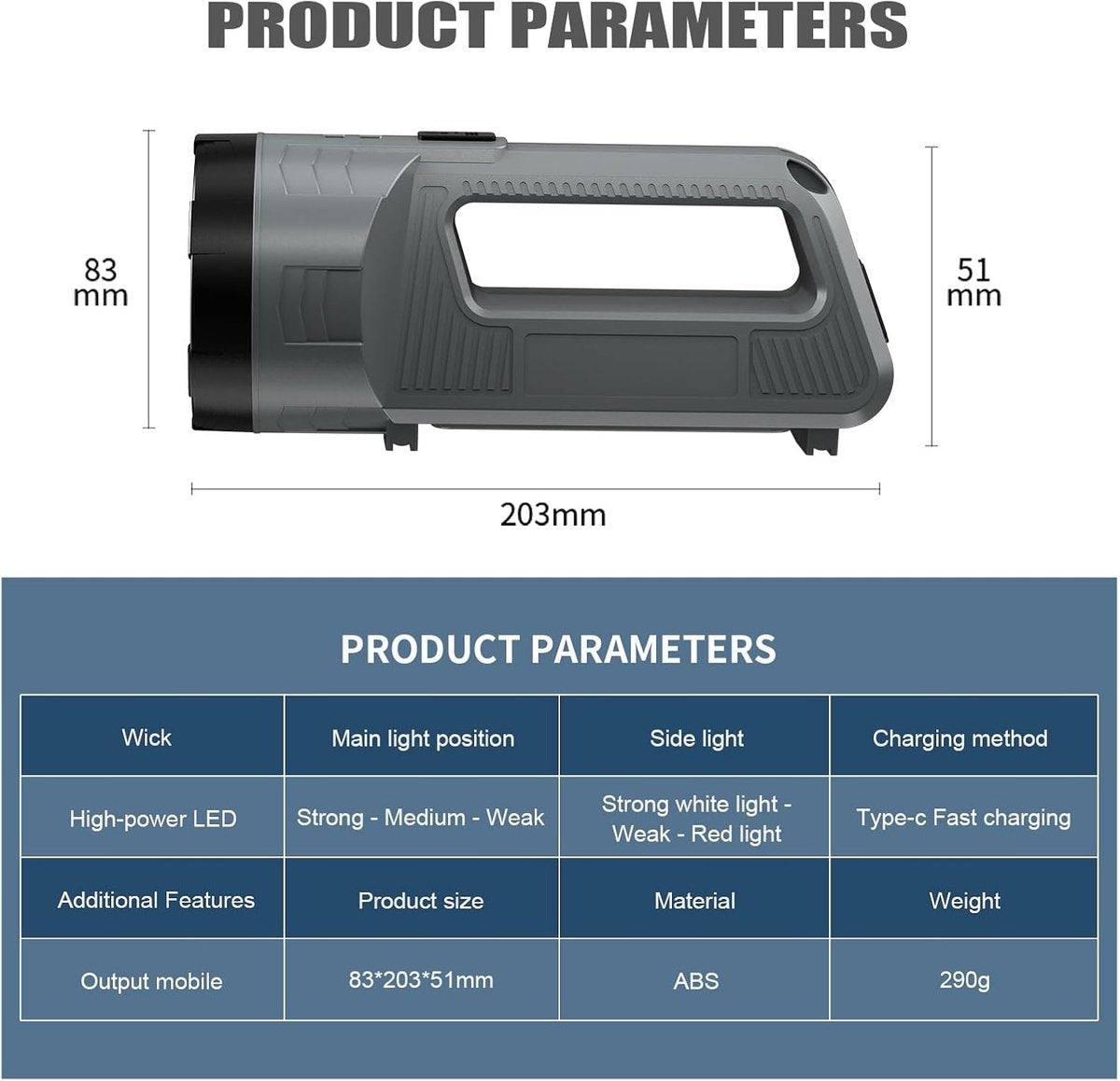 Rechargeable LED flashlight, powerful 6000 lumen outdoor emergency flashlight with 6 modes, USB data cable, IPX4 waterproof flashlight, suitable for camping/home/emergency use.