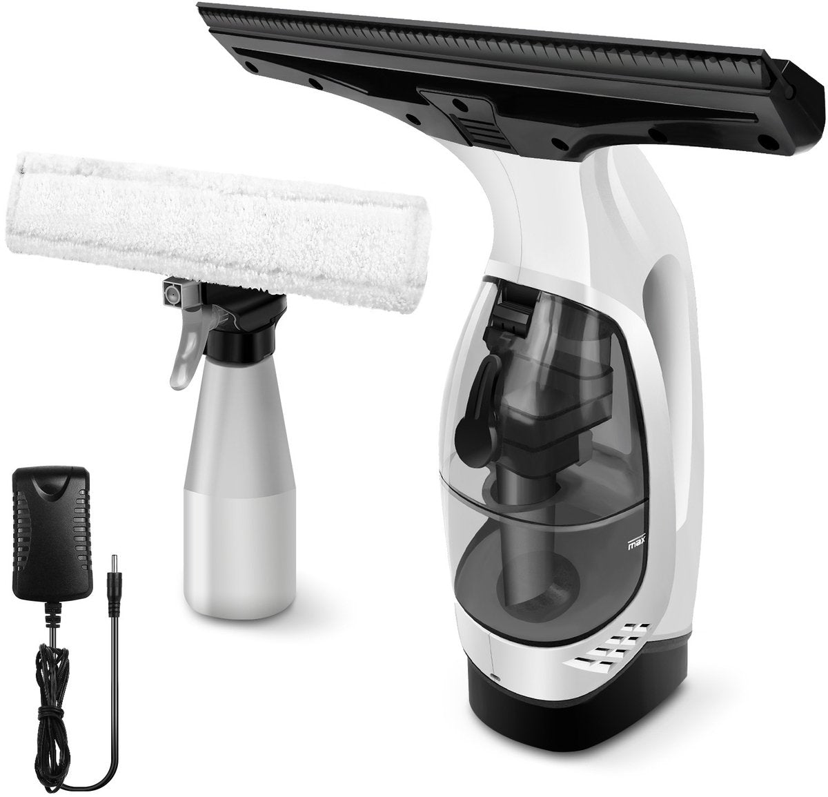 Windshield wiper - window cleaner - window squeegee - window cleaner - cordless window vacuum cleaner - water tank, spray bottle with microfiber cover - cordless window cleaner for all smooth surfaces, windows, mirrors, shower screens