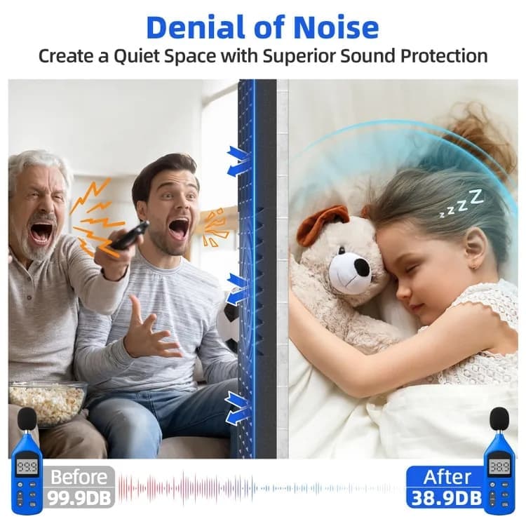 12-Pack Self-Adhesive Sound Absorbing Foam Wall Tiles, 30x30x2.5 cm, High Density