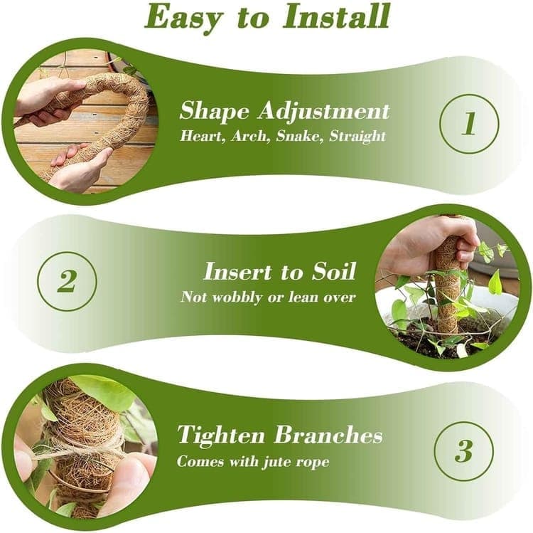 4 Bendable Moss Stakes for Climbing Plants, 100cm, Compatible with Ivy and Monstera, 7mm