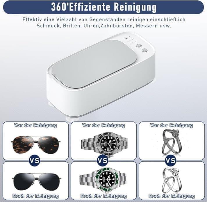 45000 Hz Ultrasonic Cleaner with 3 Cleaning Modes for Glasses Jewelry Dentures, Gray