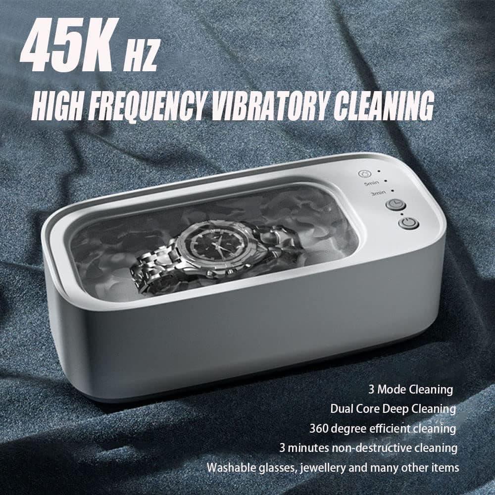 45000 Hz Ultrasonic Cleaner with 3 Cleaning Modes for Glasses Jewelry Dentures, Gray