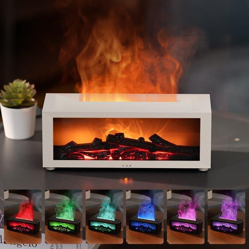 2-in-1 LED Humidifier with Fireplace Effect, 150ml Aromatherapy Diffuser, 3 Timer Settings, Remote Control, Quiet Operation, Black