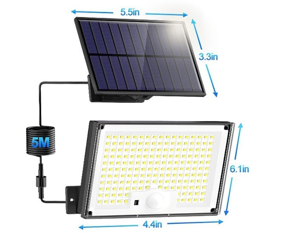 172 LED Solar Light Outdoor, Motion Sensor, IP65 Waterproof, 3 Light Modes