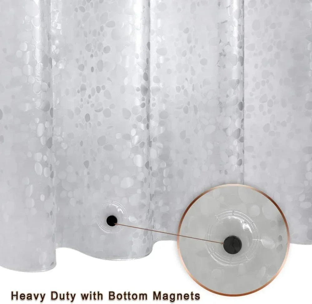 Waterproof EVA Shower Curtain with Pebble Pattern, 180x180 cm, Transparent Odorless