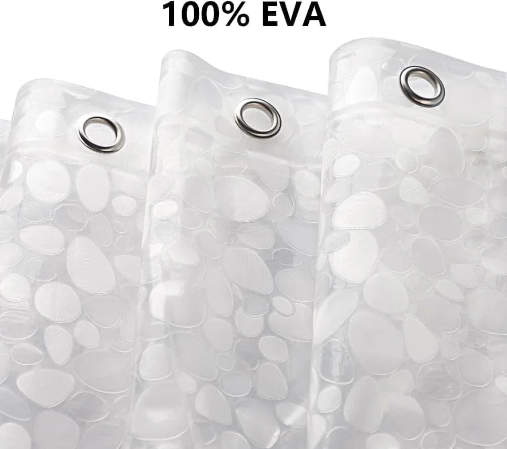 Waterproof EVA Shower Curtain with Pebble Pattern, 180x180 cm, Transparent Odorless