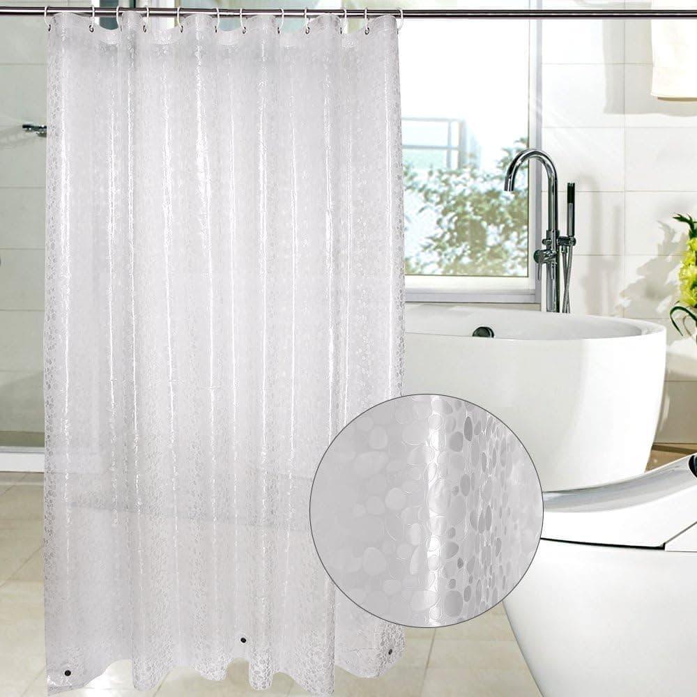 Waterproof EVA Shower Curtain with Pebble Pattern, 180x180 cm, Transparent Odorless