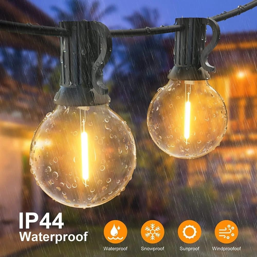52 LED String Lights Waterproof G40 for Outdoor, 30m
