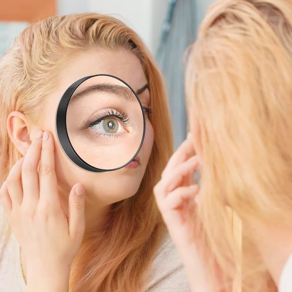 20X/30X Magnification Makeup Mirror with Tweezers, Black, 20X