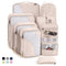 8-Piece Beige Suitcase Organizer Set with Durable Packing Cubes and Clothing Shoe Bags