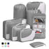 8-Piece Suitcase Organizer Set with Packing Cubes and Shoe Bags, Gray
