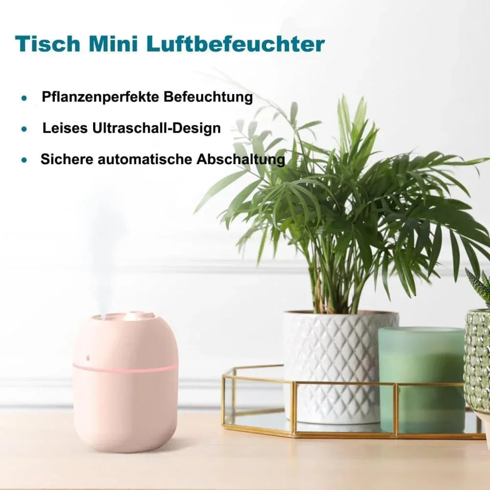Portable Mini Humidifier 0.22L with USB, Automatic Shutoff, 2 Spray Modes for Bedroom Office and Car, Pink