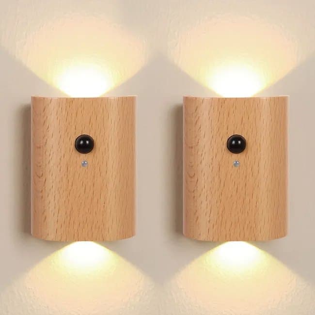 2-Pack LED Wall Lamp with Motion Sensor, Rechargeable, for Garden Fence Stairs and Patio