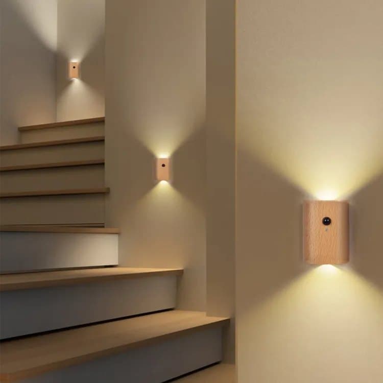 2-Pack LED Wall Lamp with Motion Sensor, Rechargeable, for Garden Fence Stairs and Patio