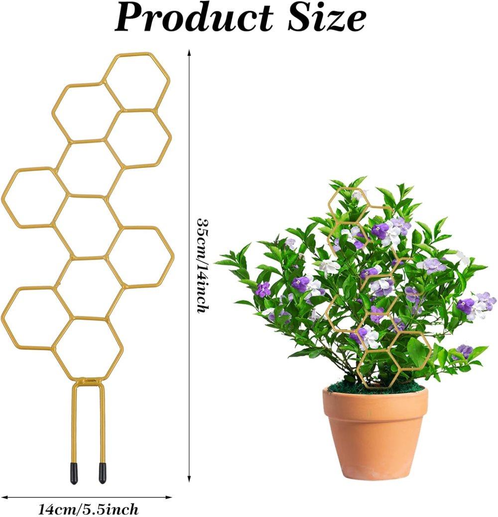 Climbing Plant Trellis 14 inch Metal Support for Vines Potted Plants and Flowers, Modern Design