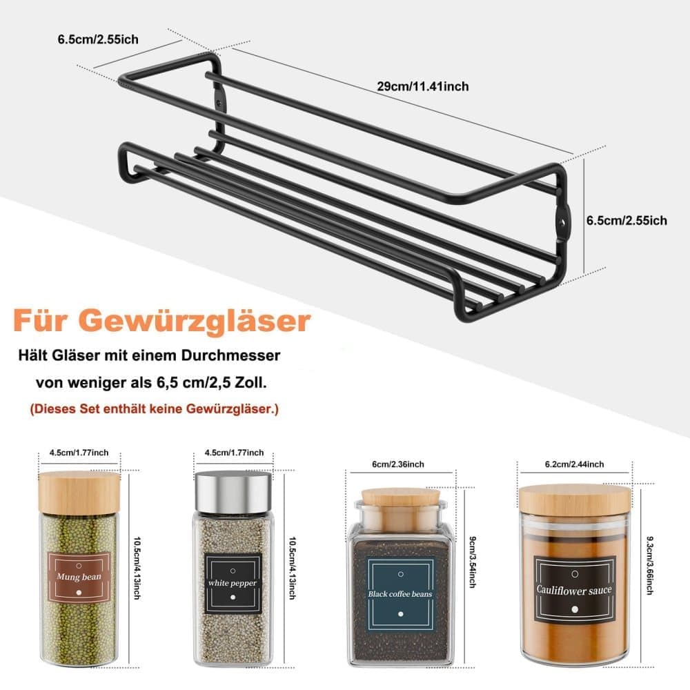 2-Piece Stainless Steel Spice Rack Wall Mounted for Home Organization, Silver