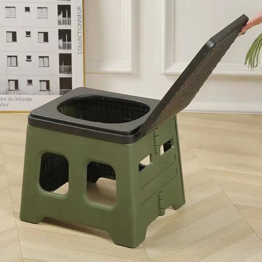 Portable Camping Toilet Foldable with Lid, 150 kg Load Capacity, for Road Trips and Camping Indoors Outdoors