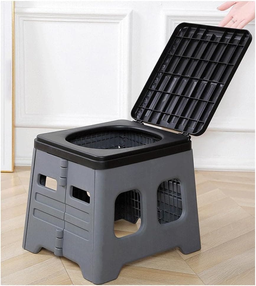 Portable Camping Toilet Foldable with Lid, 150 kg Load Capacity, for Road Trips and Camping Indoors Outdoors