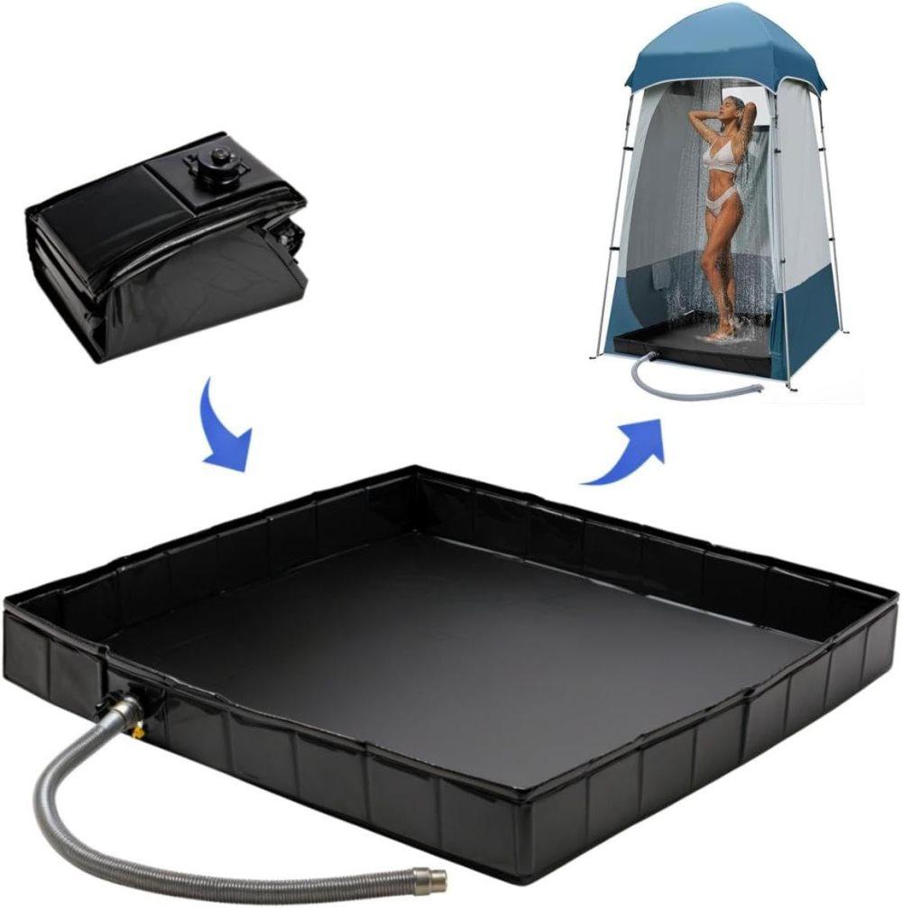 Portable Folding Camping Shower Base for Outdoor Shower Tent, RV, Pet Bath, Compatible with Most Brands