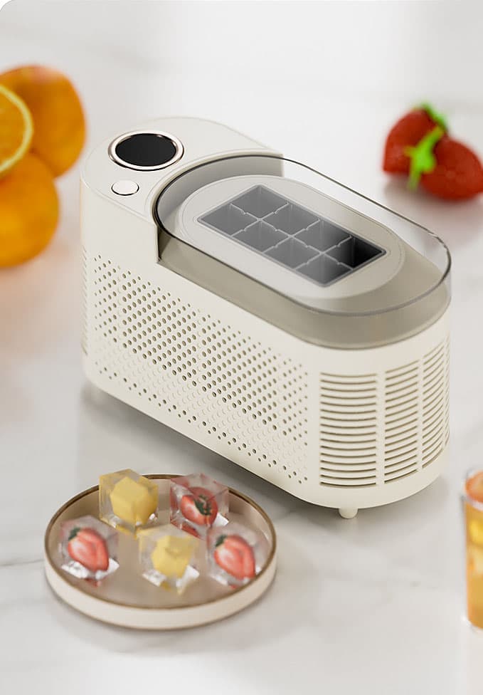 Portable Ice Machine Fast Ice Production in 10-15 Minutes Energy-Efficient Small Ice Maker with Low Noise Level for Home and Car Use, Purple