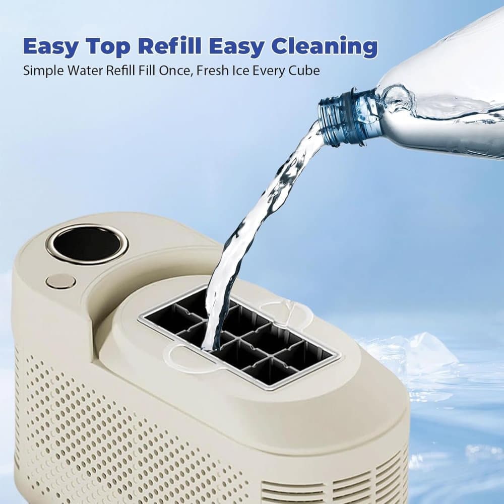 Portable Ice Machine Fast Ice Production in 10-15 Minutes Energy-Efficient Small Ice Maker with Low Noise Level Compatible with Car Use, White