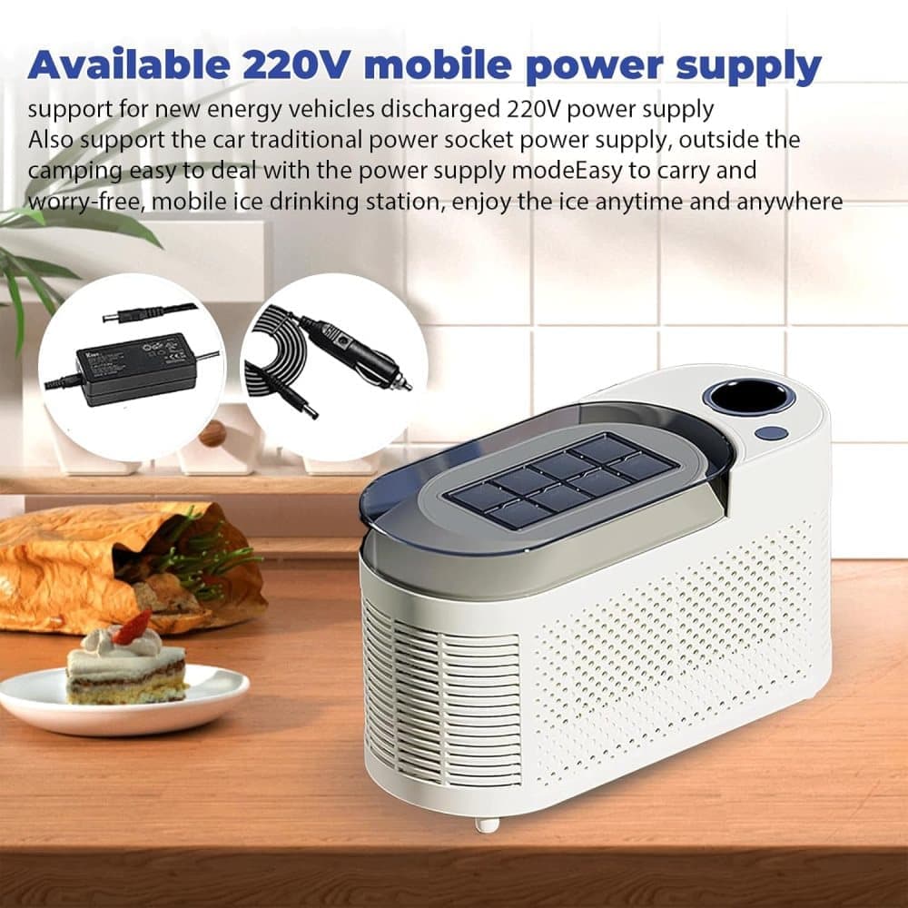 Portable Ice Machine Fast Ice Production in 10-15 Minutes Energy-Efficient Small Ice Maker with Low Noise Level Compatible with Car Use, White