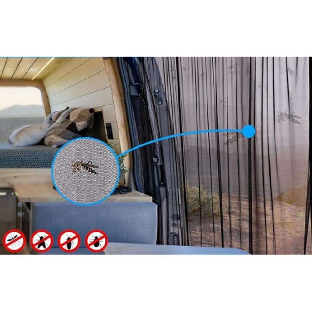 Universal Mosquito Net for Car Trunk with Strong Velcro, Compatible with Motorhomes and Camping, 180 × 150 cm, Black