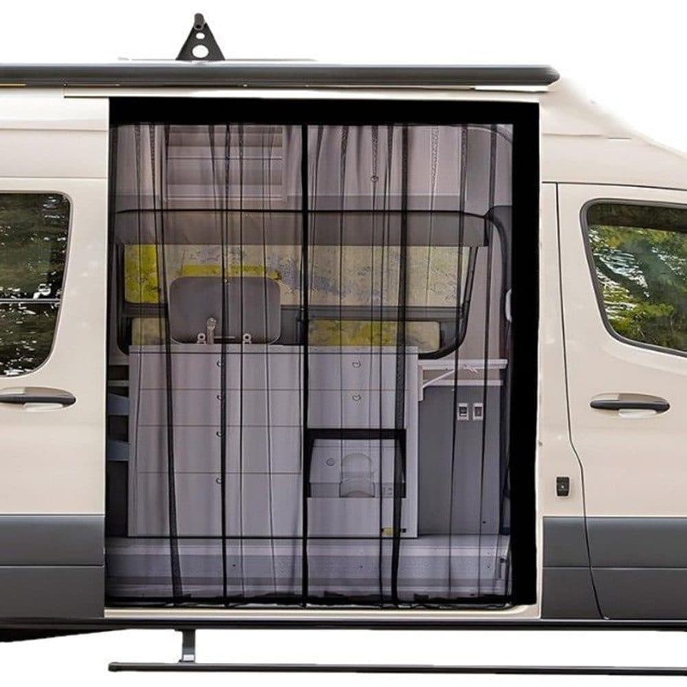 Universal Mosquito and Sun Protection Net for Car Trunk, 210 × 150 cm, Black, Compatible with Motorhomes and Camping
