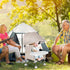 Foldable Highchair for Children with Sunshade and Removable Food Tray, Portable, Green