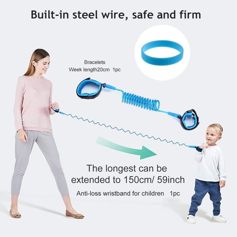 165 cm Kids Safety Leash Wrist Harness with Strap, Blue, for Children