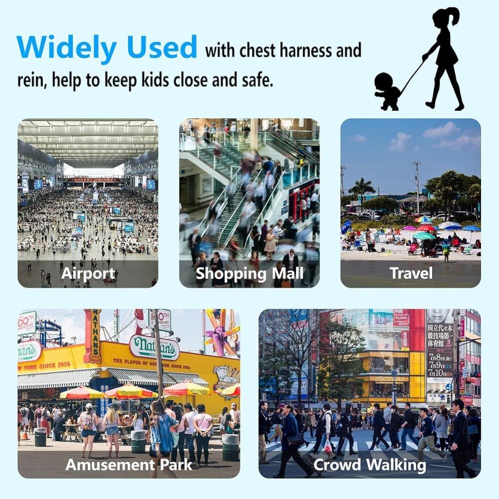 165 cm Kids Safety Leash Wrist Harness with Strap, Blue, for Children