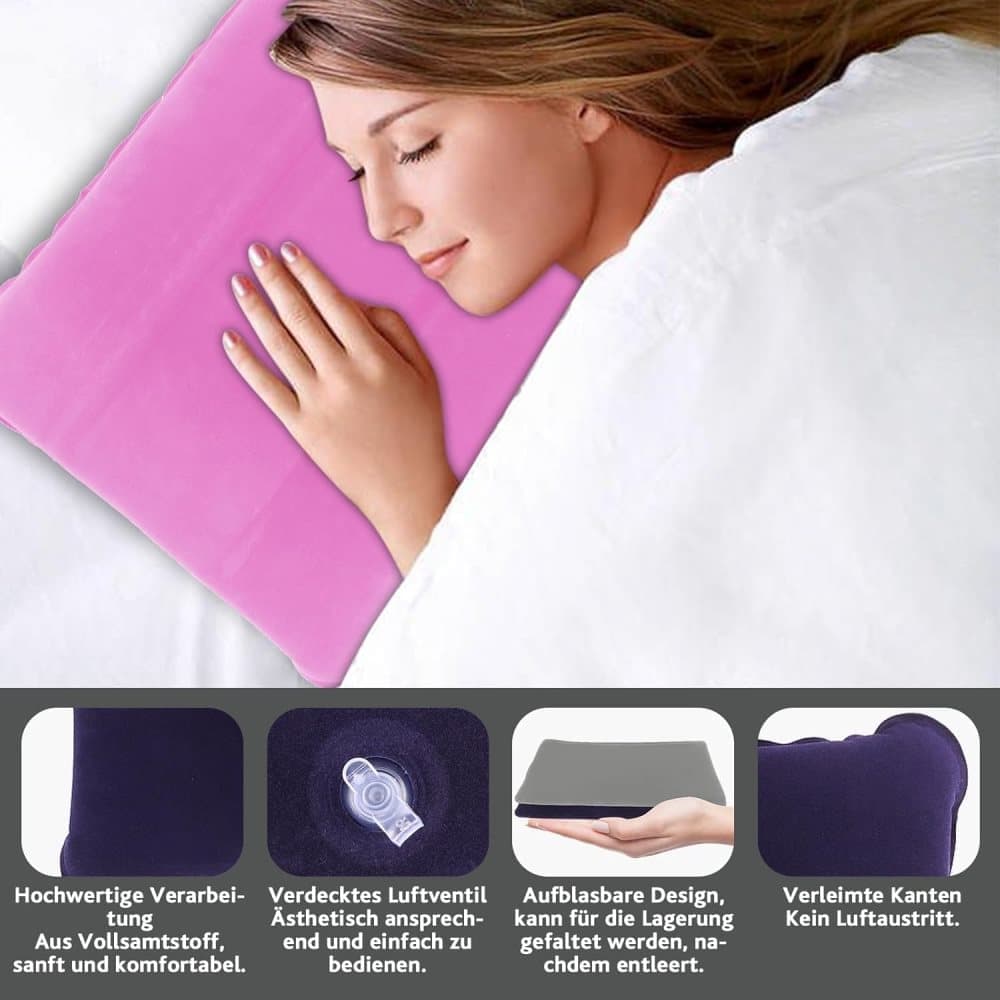 Inflatable Travel Pillow 2-Pack, Compact Headrest Pillow for Camping and Travel, Portable, SZ4