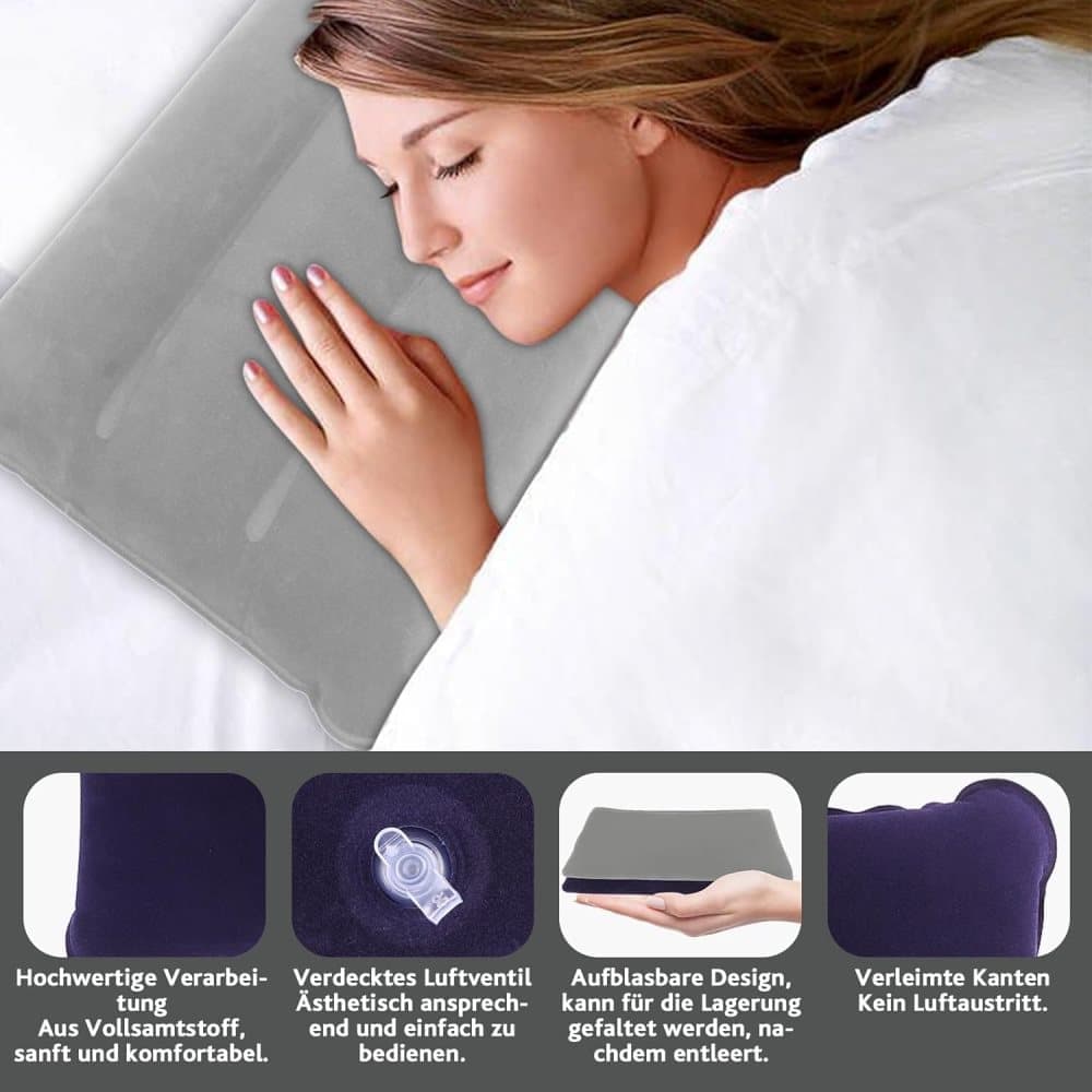 2-Pack Inflatable Travel Pillow, Compact Headrest Pillow for Camping and Travel, SZ1