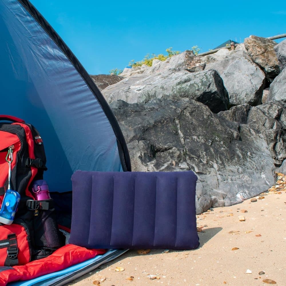 Lightweight Compact Inflatable Camping Pillow for Outdoor Travel, 47x30cm, Purple